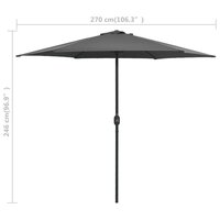 Parasol met aluminium paal 270x246 cm antracietkleurig 7