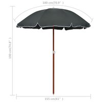 Parasol met stalen paal 180 cm antracietkleurig 5
