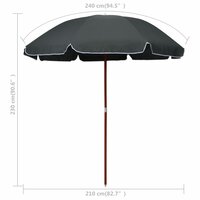 Parasol met stalen paal 240 cm antracietkleurig 5