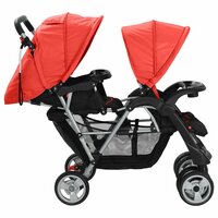 Kinderwagen dubbel staal rood en zwart  4