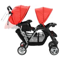 Kinderwagen dubbel staal rood en zwart  5