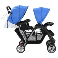 Kinderwagen dubbel staal blauw en zwart  5