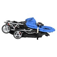 Kinderwagen dubbel staal blauw en zwart  6