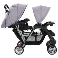 Kinderwagen dubbel staal grijs en zwart  4