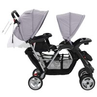 Kinderwagen dubbel staal grijs en zwart  5