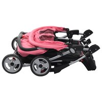 Tweeling kinderwagen staal roze en zwart 5