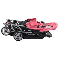 Kinderwagen dubbel staal roze en zwart 4
