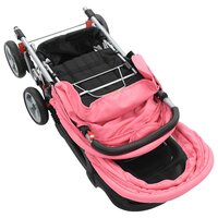 Kinderwagen dubbel staal roze en zwart 5
