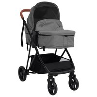 Kinderwagen 3-in-1 staal lichtgrijs en zwart 2