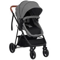 Kinderwagen 3-in-1 staal lichtgrijs en zwart 4