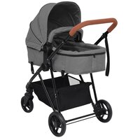 Kinderwagen 3-in-1 staal lichtgrijs en zwart 5