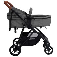 Kinderwagen 3-in-1 staal lichtgrijs en zwart 6