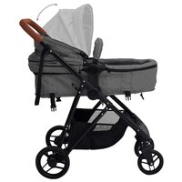 Kinderwagen 3-in-1 staal lichtgrijs en zwart 7