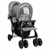 Tweeling kinderwagen tandem staal lichtgrijs 2