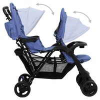 Tweeling kinderwagen tandem staal marineblauw 7