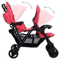 Tweeling kinderwagen tandem staal rood 7