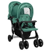 Tweeling kinderwagen tandem staal groen 2
