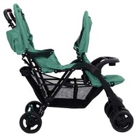 Tweeling kinderwagen tandem staal groen 4