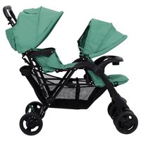Tweeling kinderwagen tandem staal groen 5
