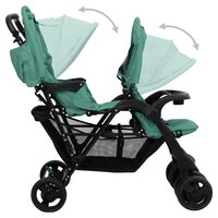 Tweeling kinderwagen tandem staal groen 7