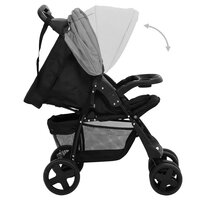 Kinderwagen 2-in-1 staal lichtgrijs en zwart 6