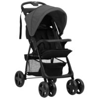 Kinderwagen 3-in-1 staal donkergrijs en zwart 3