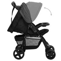 Kinderwagen 3-in-1 staal donkergrijs en zwart 5