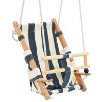Babyschommel met veiligheidsgordel katoen hout blauw 2