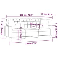 Driezitsbank met sierkussens 180 cm kunstleer grijs 8