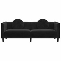 Bank met kussens 3-zits fluweel zwart 4