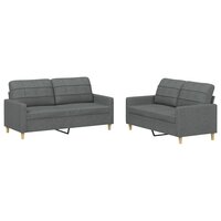 2-delige Loungeset met kussens stof donkergrijs 2