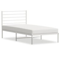 Bedframe met hoofdbord zonder matras metaal wit 75x190 cm 2