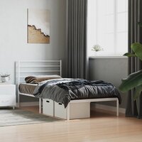 Bedframe met hoofdbord zonder matras metaal wit 75x190 cm 4