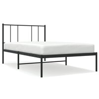 Bedframe met hoofdbord metaal zwart 75x190 cm 2