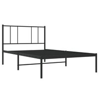 Bedframe met hoofdbord metaal zwart 75x190 cm 3