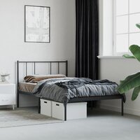Bedframe met hoofdbord metaal zwart 75x190 cm 4