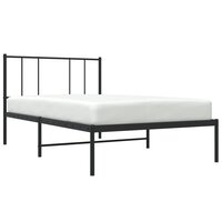 Bedframe met hoofdbord metaal zwart 75x190 cm 5