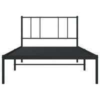 Bedframe met hoofdbord metaal zwart 75x190 cm 6