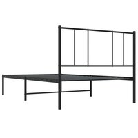 Bedframe met hoofdbord metaal zwart 75x190 cm 8
