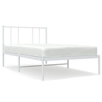 Bedframe met hoofdbord metaal wit 90x190 cm 2