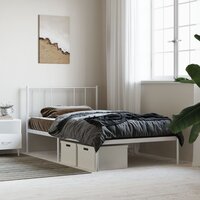 Bedframe met hoofdbord metaal wit 90x190 cm 4