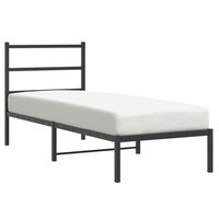 Bedframe met hoofdbord metaal zwart 75x190 cm 2