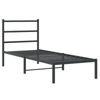 Bedframe met hoofdbord metaal zwart 75x190 cm 3