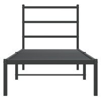 Bedframe met hoofdbord metaal zwart 75x190 cm 5