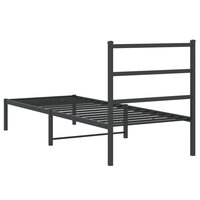 Bedframe met hoofdbord metaal zwart 75x190 cm 7