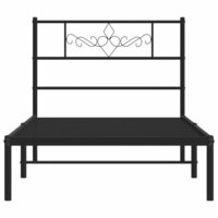 Bedframe met hoofdbord metaal zwart 75x190 cm 5