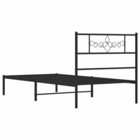 Bedframe met hoofdbord metaal zwart 75x190 cm 7