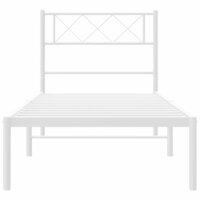 Bedframe met hoofdbord zonder matras metaal wit 75x190 cm 5