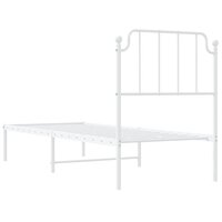 Bedframe met hoofdbord metaal wit 80x200 cm 7