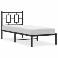 Bedframe met hoofdbord metaal zwart 75x190 cm 4